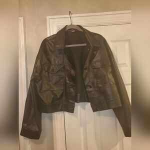 Black Faux Leather Crop Jacket